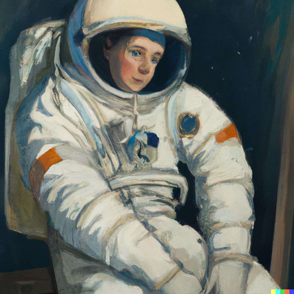 an astronaut, painting by Norman Rockwell